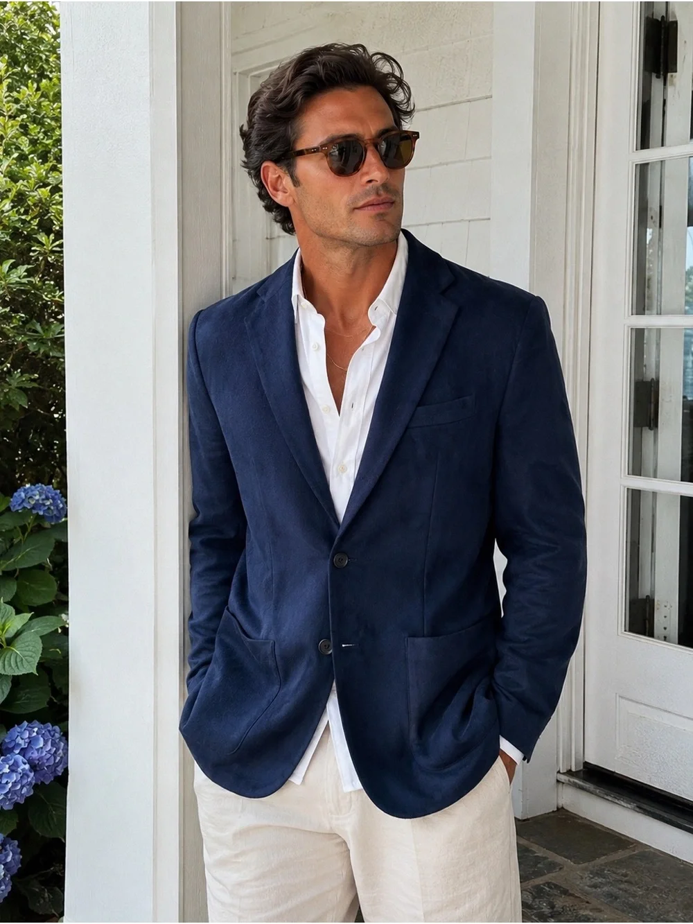 Robert Graham XL Navy Blue Sueded Velvet Blazer Sport Coat NWT Preppy Old Money
